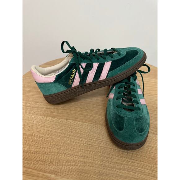 Adidas NWB Size 9.5 Handball Spezial Collegiate Green & Pink Velvet Kelly Dark - Picture 5 of 11